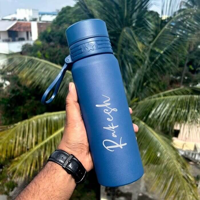 blue hot and cold flask