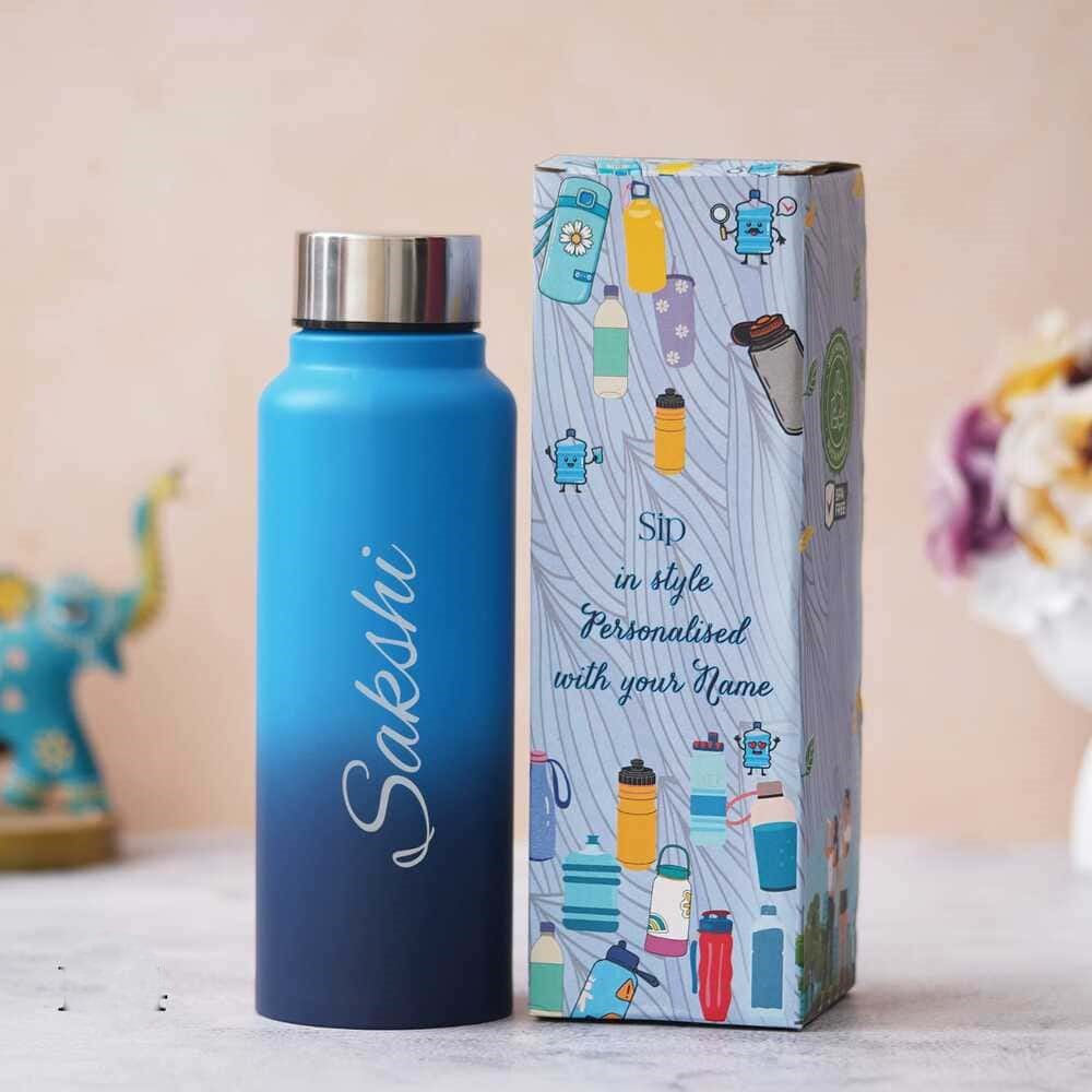 Personalized Shaded Steel Water Bottle with Name 750 ml