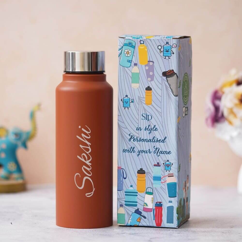 Customized steel water bottle for birthday gift orange color